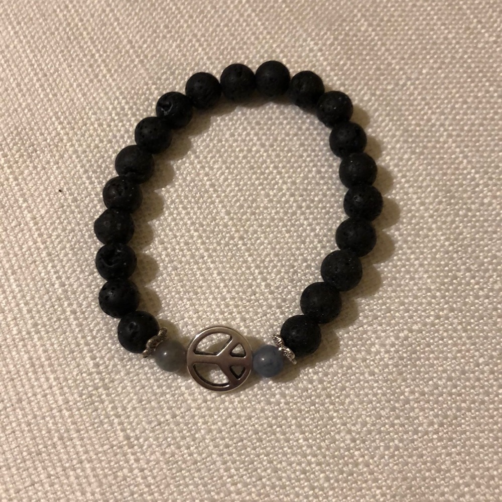 Lava Diffuser Bracelet With Peace symbol Handmade